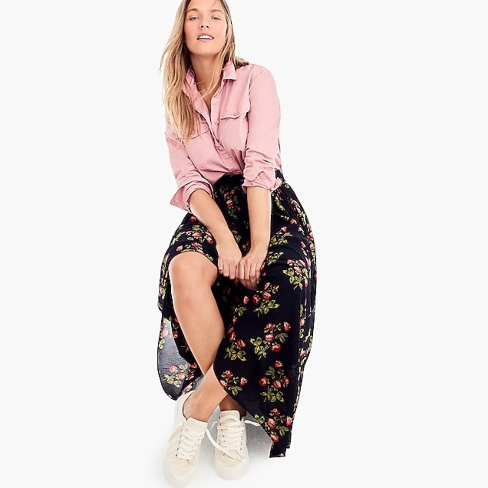 J. Crew Point Sur Maxi Skirt in Crinkle Chiffon